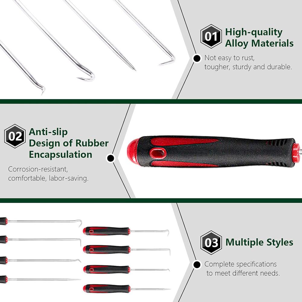Car Auto Vehicle Oil Seal Screwdrivers Set O-Ring Seal Gasket Puller Remover Pick Hooks Tools Sealing Repair Tools 16cm 4Pcs