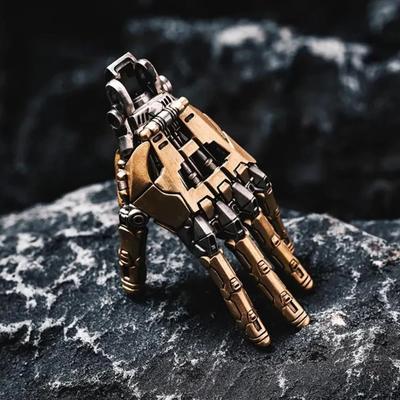 5cm Robot Hand Collectible Mechanical Bionic Hand With Chain Movable Finger Joints Hand Charm Display Gifts Pendant Ornament