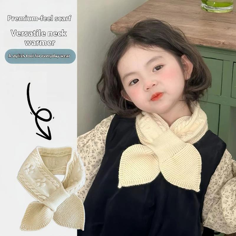 Jesień i Zima Dziecięcy Muszka Małe Krzyżowe Szaliki Uroczy Dziecięcy Miękki Ciepły Dzianinowy Szalik Modny Krzyżowy Szalik