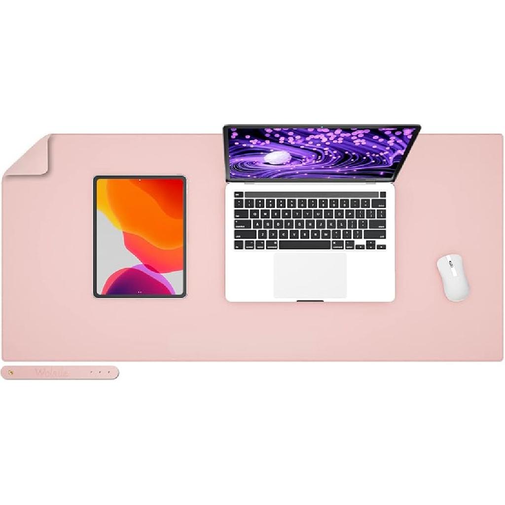 Leather Desk Pad Blotter,Wolaile 36x17 inch Big Keyboard Mouse Pad,Waterproof Non-Slip Writing Desk Computer Mat Desktop Protector for Office