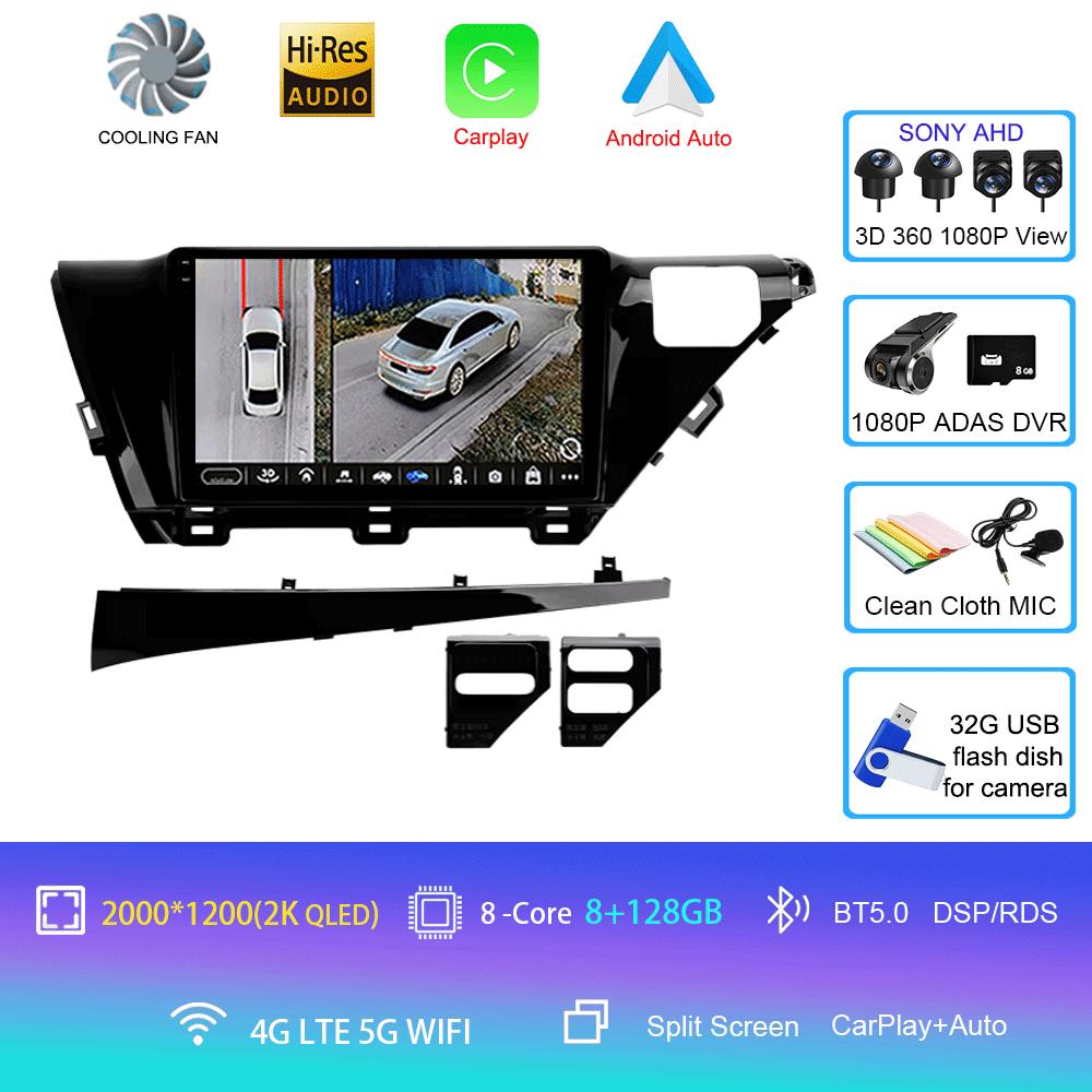 Car Radio Android 14 Carplay Auto For Toyota Camry 8 XV 70 2017 2018 2019 2020 Multimedia Video Player Navigation GPS Stereo DSP