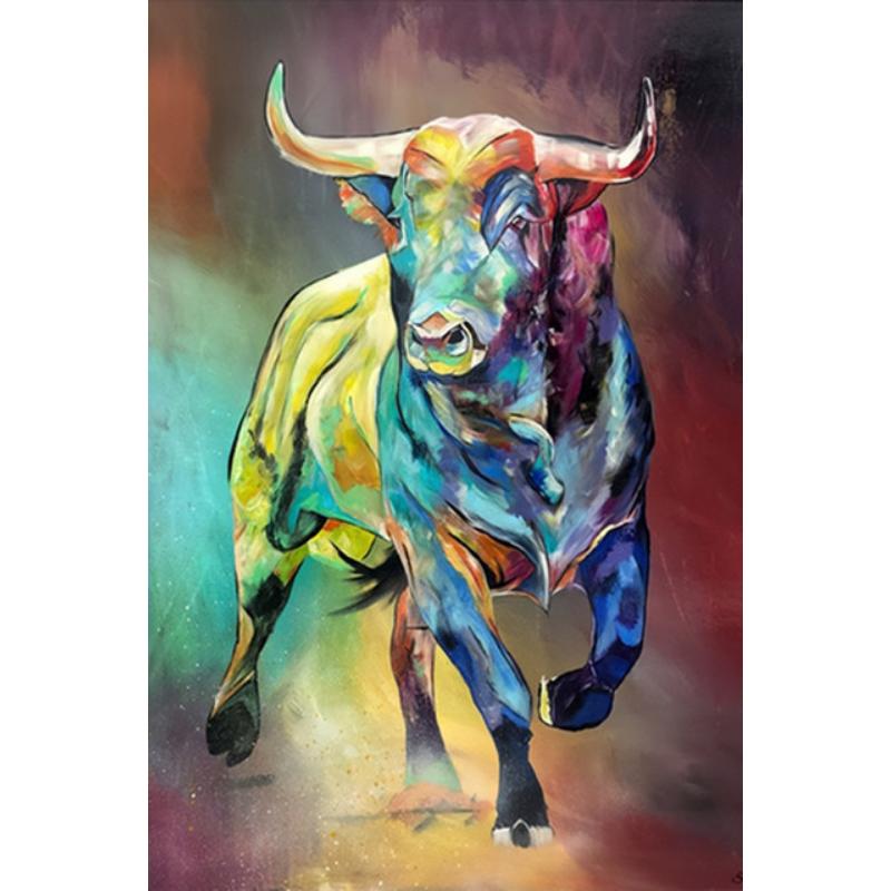 Abstract Animal Canvas Painting Wall Art Colorful Cow Posters and Prints Modern Living Room Home Decoration Pictures No Frame