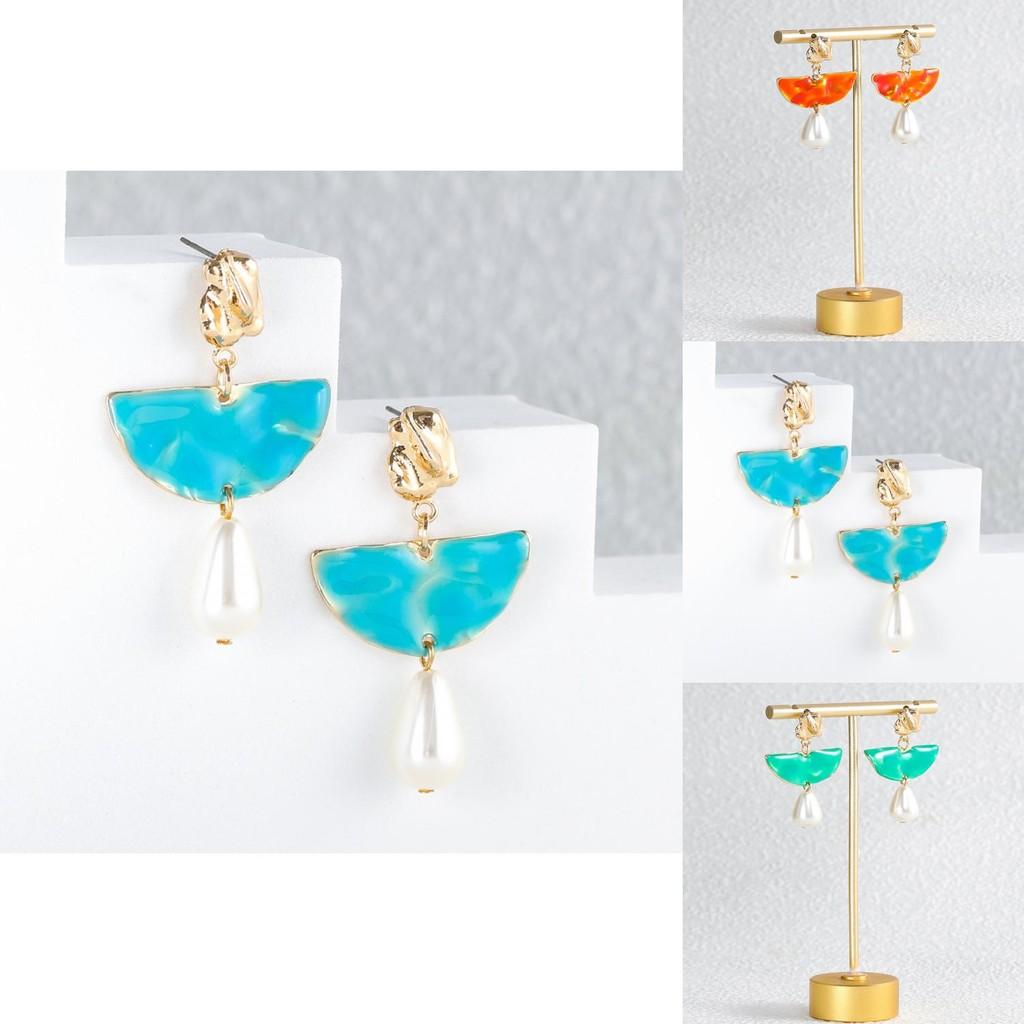 Trendsetting Geometric Pearl Drop Earrings For Women Summer Fashion Jewelry Gift