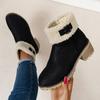 Comfortable Elegant Fleece-Lined Winter Shoes with Soft Furry Collar, Heighten Non-Slip Lightweight Round Toe Winter Boots for Commuting