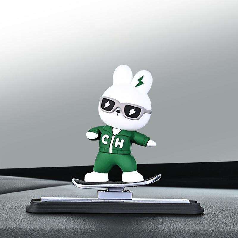 Car Skateboard Bear Ornament Small Cartoon Skateboarding Figure For Car Dashboard Tabletop Ornaments Ensure Driving Safety For