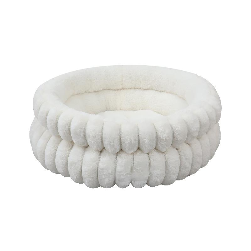 50/60cm Thickened Warm Large Oval Cat Bed Comfortable Detachable Washable Plush Cushion Sleeping Pet Nest Puppy Accessories