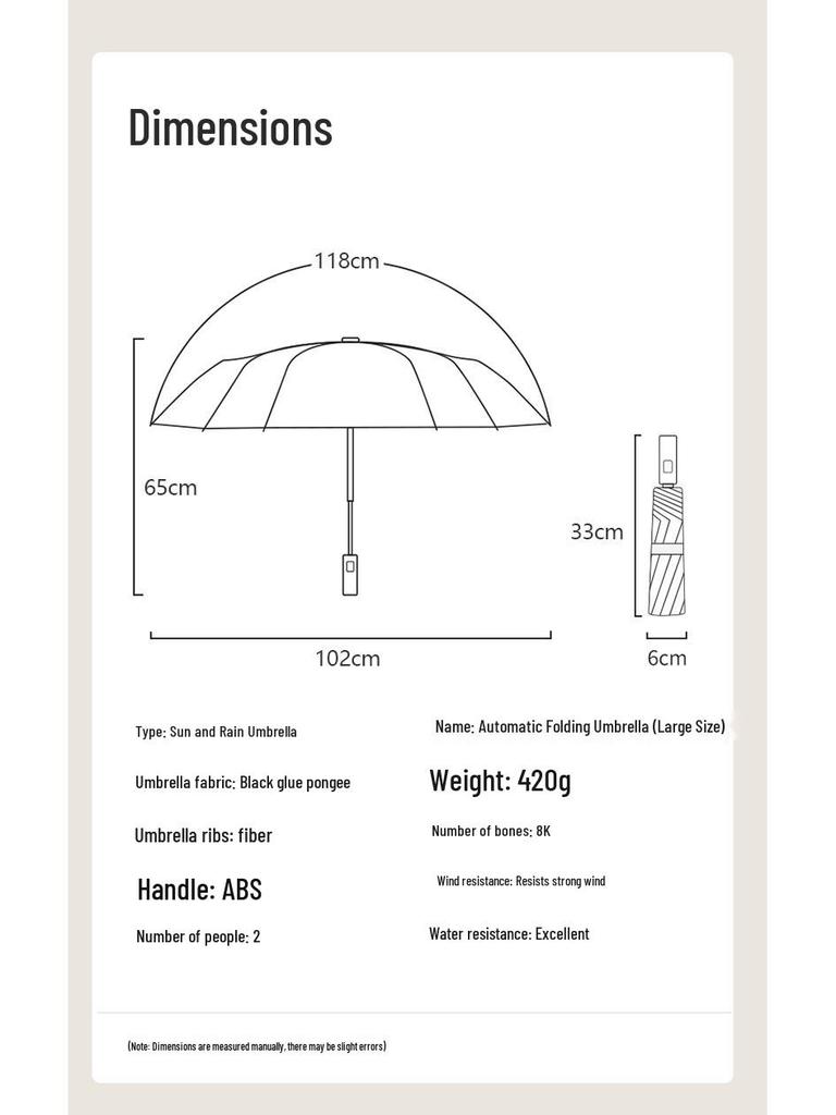 Large Women's Automatic Umbrella: UV Protection, Sunshade, Sturdy, Foldable, Suitable for Sun and Rain