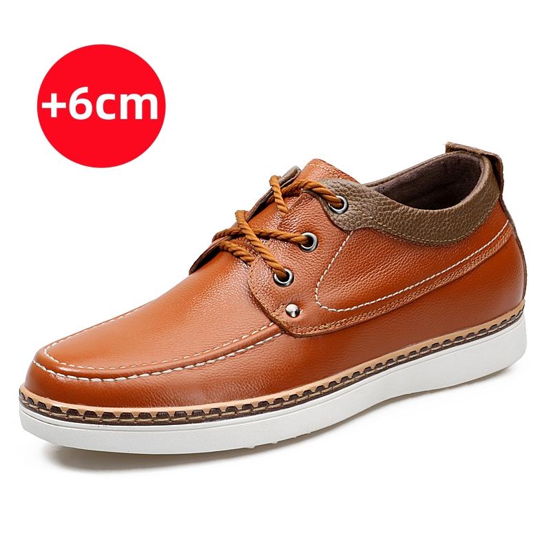 Italian Style Men's Genuine Leather Casual Shoes Outdoor Oxford Shoes Anti Slip Wear-resistant Men's Height Increasing Shoes