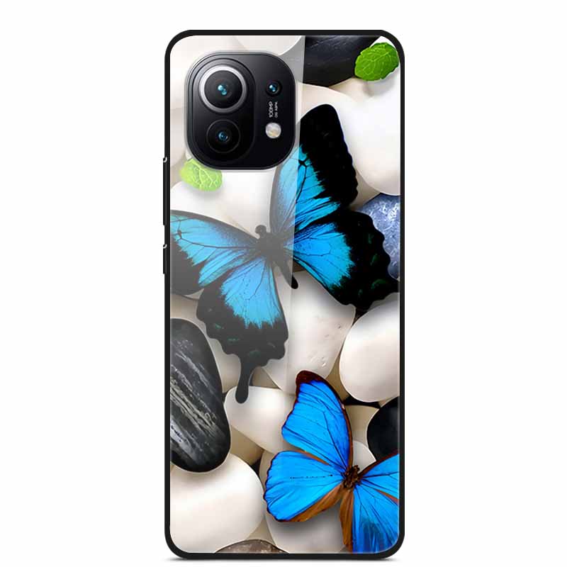 Glass Back Cover For Xiaomi 11 Lite 5G NE Case Soft Edge Hard Tempered Glass Case For Xiaomi Mi 11 Lite 5G NE Phone Case Coque