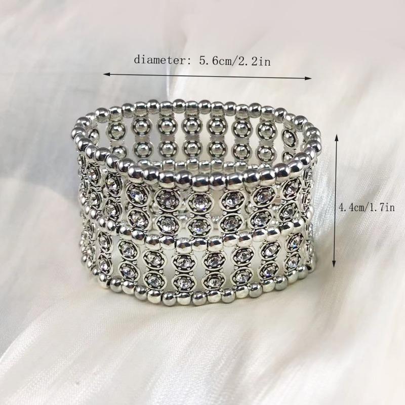 Meier Damen Armband Retro Strass Elastisch Breit