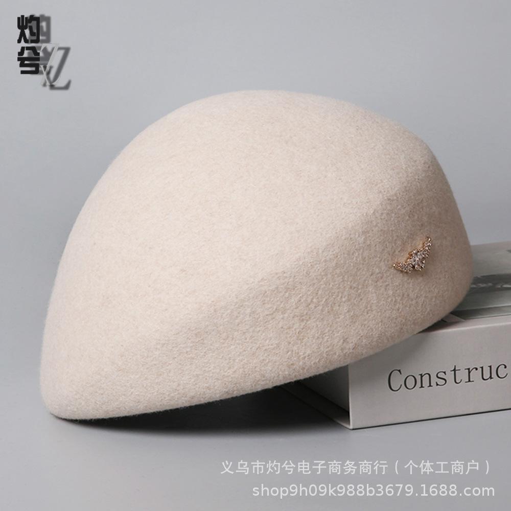 Autumn and Winter Wool Beret Children's Temperament Versatile Casual Literary Newsboy Hat Celebrity Elegant Simple Hat Tide