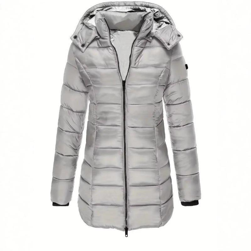 Autumn and Winter Women's Clothing Medium and Long Slim-fitting Hooded Jacket Casual Light Cotton-padded Clothing Cotton-padded Clothing Personality