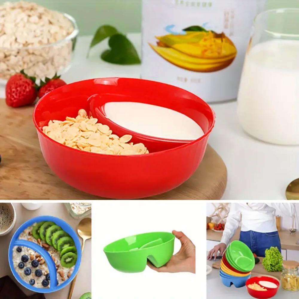 Divided Cereal Bowl 2 Grids Snack Bowl Portable French Fries Bowls Salad