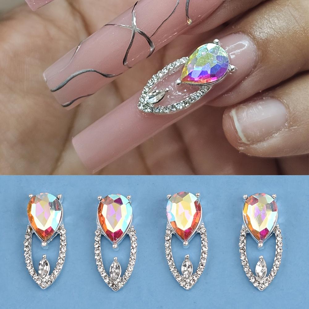 10pcs Y2K Starry Sky Large Crystal Gemstone Long Nail Pendant Dropstone Hollow Large Nail Jewelry Style Long Nail Design
