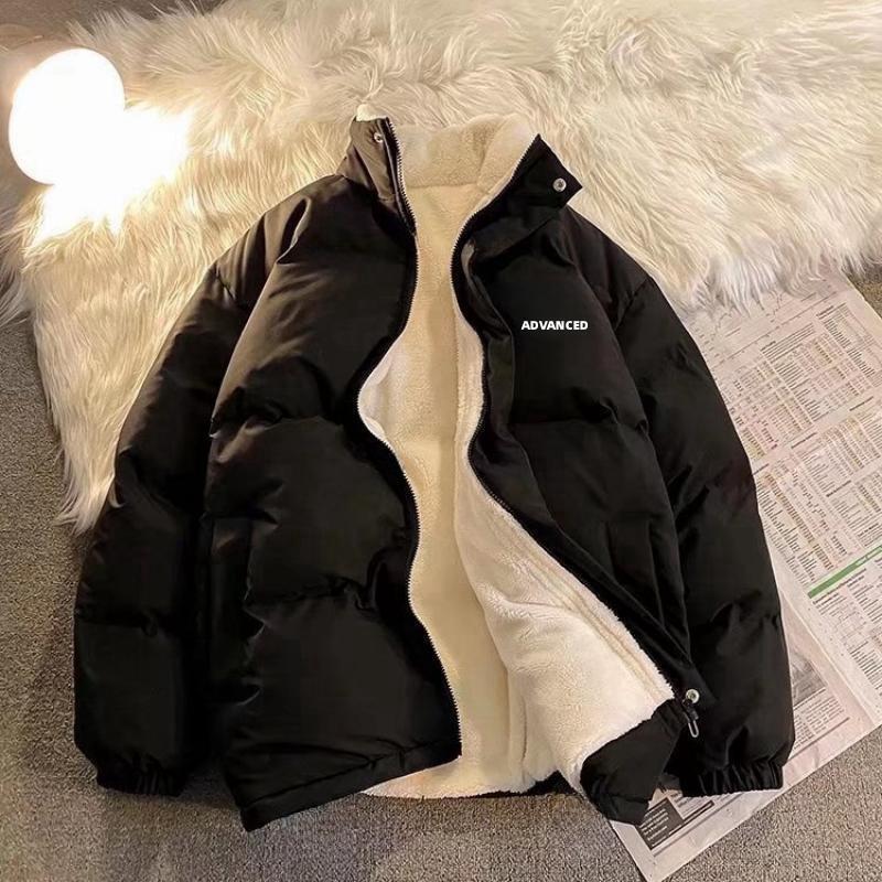 Men's Lambswool Cotton Jacket: Plush, Warm & Thickened Winter Outerwear for Couples.