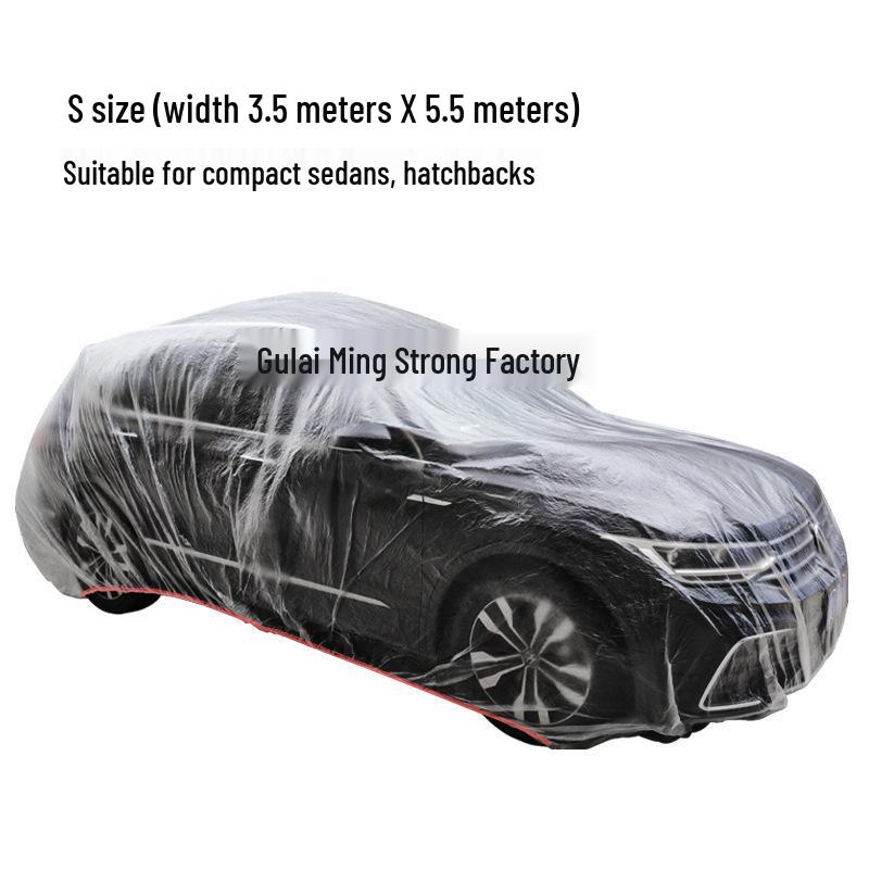 

Universal Disposable Car Cover: Sun, Rain & Dust Protection, Transparent Plastic Full Cover One Piece