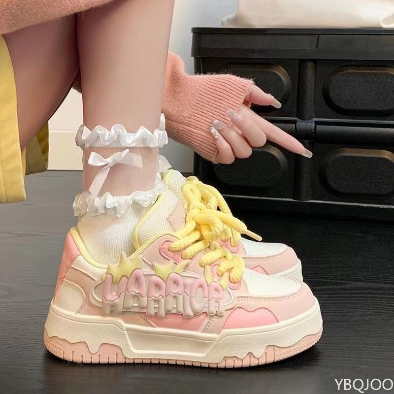 New Women's Leisure Comfortable Sports Shoes Fashionable Versatile Round Toe Lace Up Color Blocked Women Flat Shoes