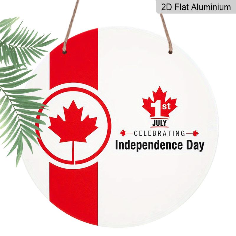 

2D Flat, 1pc Patriotic Canada Day Round Aluminum Metal Sign, July 1st Independence Day Maple Leaf & Flag Design, Durable & Weatherproof Wall Decor 7.87×7.87inch