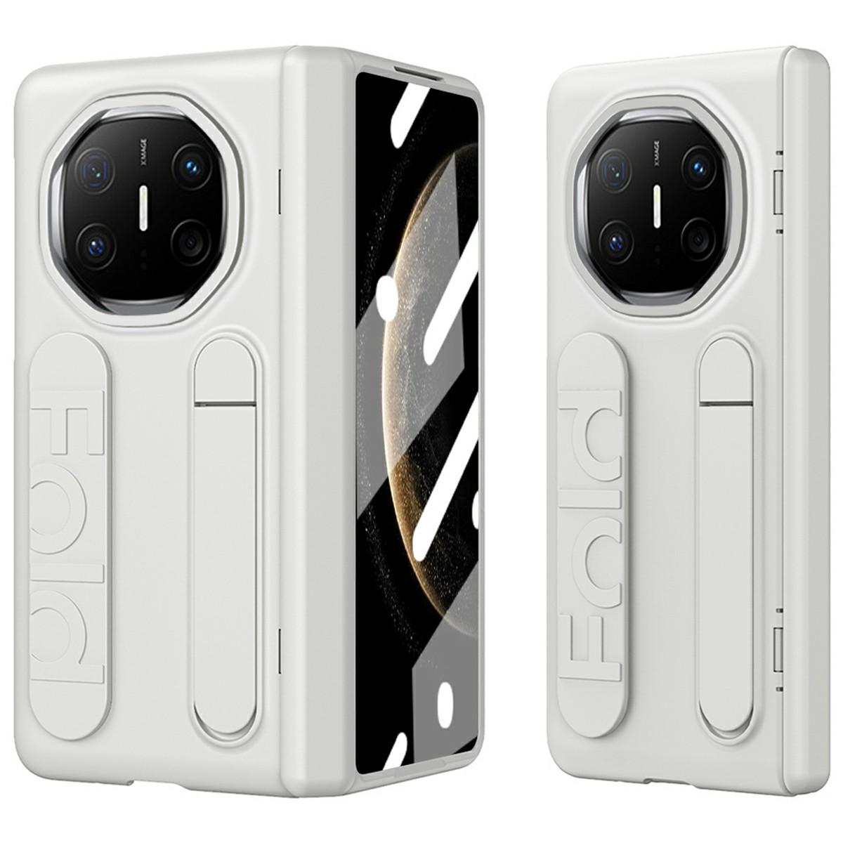

For Huawei Mate X6 Case Kickstand Wristband PC Phone Cover with Tempered Glass Film E