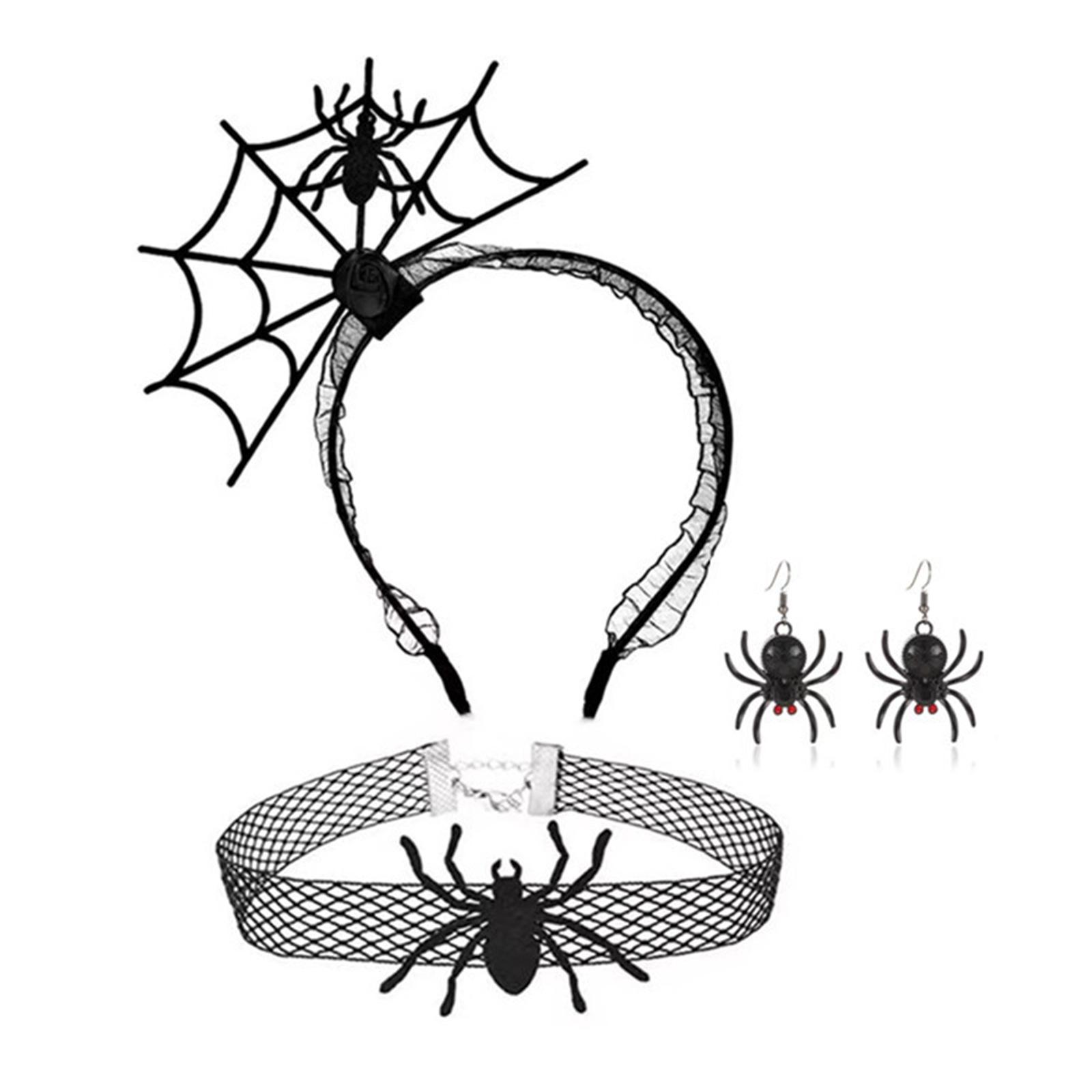 

1set Halloween Cosplay Spiderweb Headband and Choker Dangle Earring Cosplay Lovely Costume Party Accessories for Adult 1
