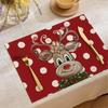 4Pcs Christmas Day Placemats Restaurant Atmosphere Decoration Dining Table Linen Printing Non Slip Heat Resistant Place Mat