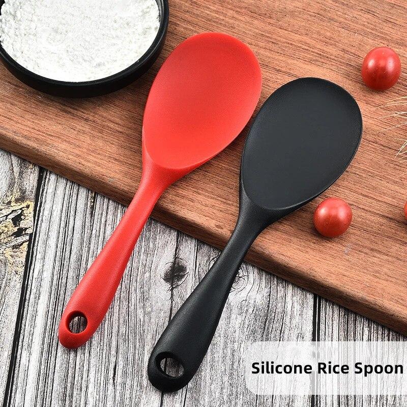 Kitchen Utensils Food Grade Heat Resistant Silicone Rice Spoon Heat Resistant Sushi Scoop Silicone Rice Paddle, 1pc
