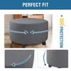Jacquard Ottoman Cover Stretch Ottoman Slipcover Round Ottoman Storage Cover Folding Stool Covers Furniture Protector Cover