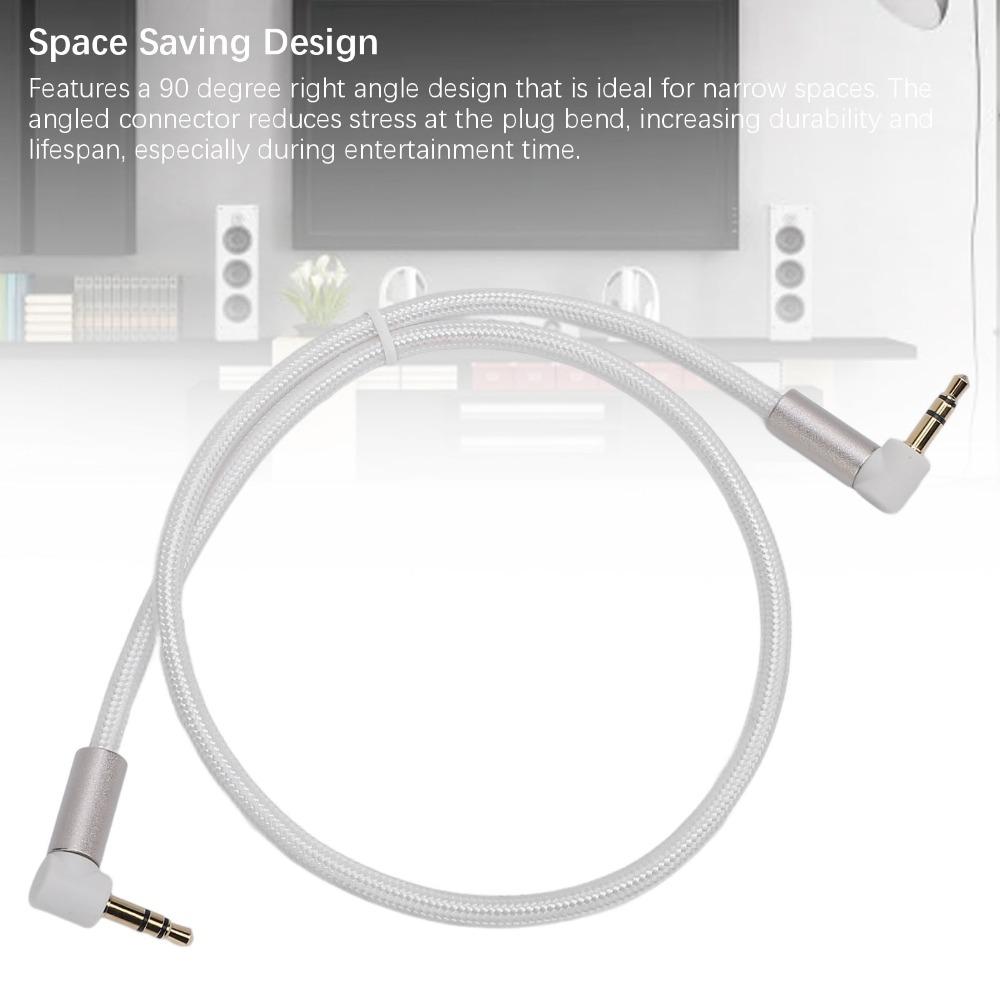 90 Degree Angle Stereo Auxiliary Cord Stereo Sound Support Male To Male Aux Cable  for Headphone