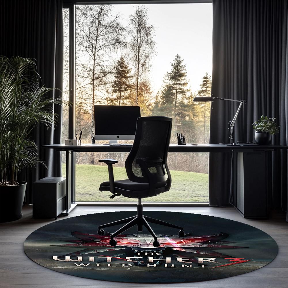 The Witcher Printed Round Rug Carpet Chair Rug Area Rug Entryway Doormats,for Office Chair Living Room Bedroom Kitchen Room.