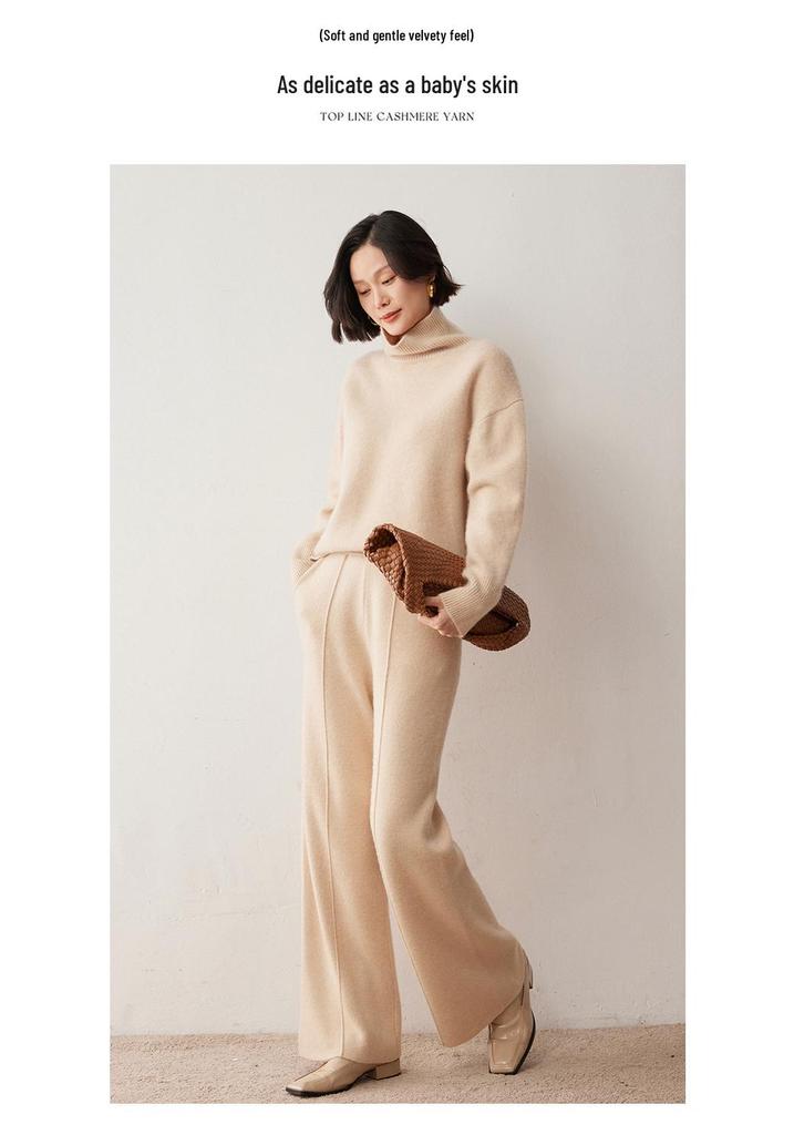 Cashmere Knit Loose Fit High Neck Sweater - Wang Fei Style, Thickened Autumn/Winter Pullover for Women