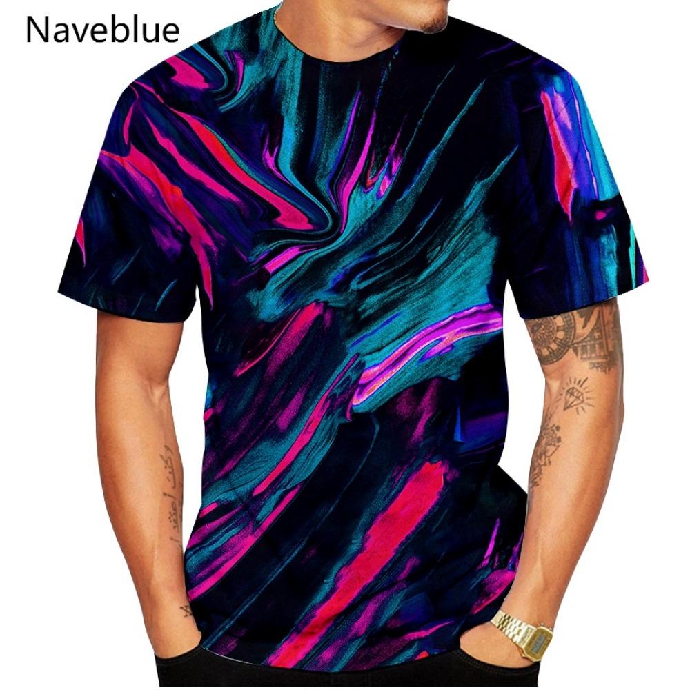 New Fashion 3D Rainbow Corlorful Printing Black And White Vertigo Hypnotic Short-sleeved T-shirt Men Women Tops Pullover Tees