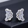 Cute Female White Zircon Stone Silver Color Stud Earrings Lovely Bridal Wedding Jewelry For Women