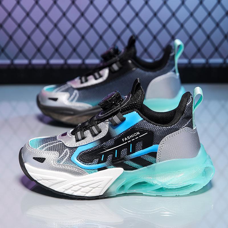 Boys' shoes spring and autumn new children's sports double mesh breathable soft sole non-slip children's running shoes buttons