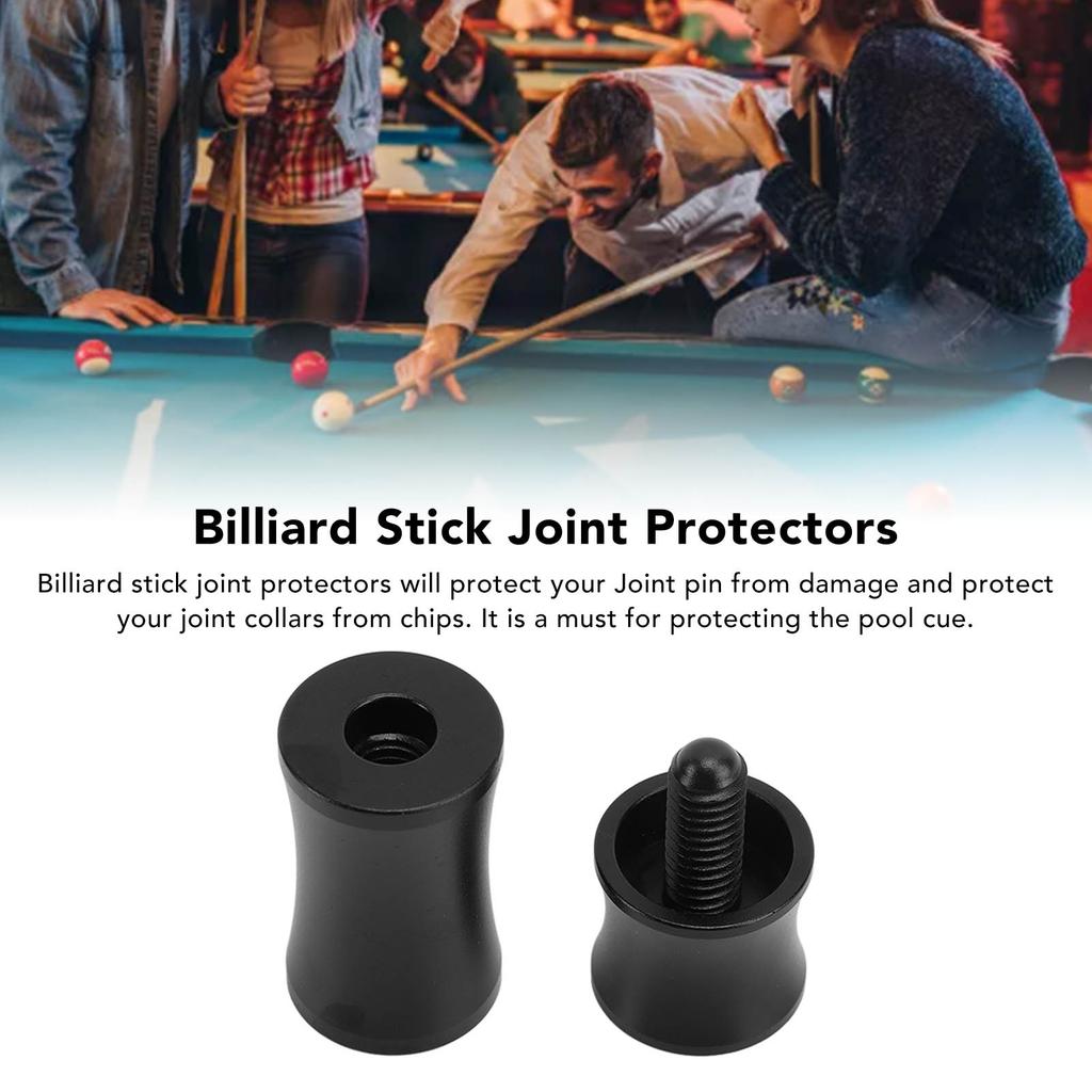 Billiard Stick Joint Protectors Aluminum Alloy Pool Cue Joint Protectors Protect Your Cue Stick Black 2255 (5/16‑18 Teeth)