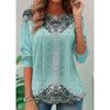 Women's 3D Printed Flower Crew Neck Casual Stylish Long Sleeve T-Shirt