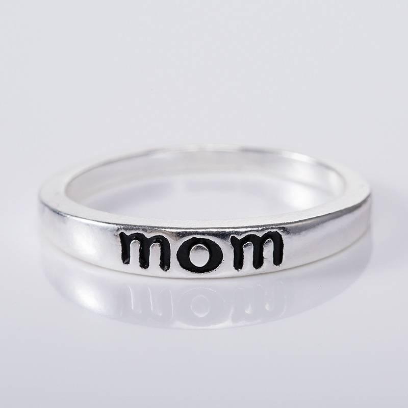 European And American Style Mom Mother Dad Ring Silver Plated Alloy Jewelry Wholesale Mother's Day Gift Accessories