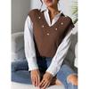 Women's Autumn and Winter V-Neck Simple Beaded Woven Sweater Vest