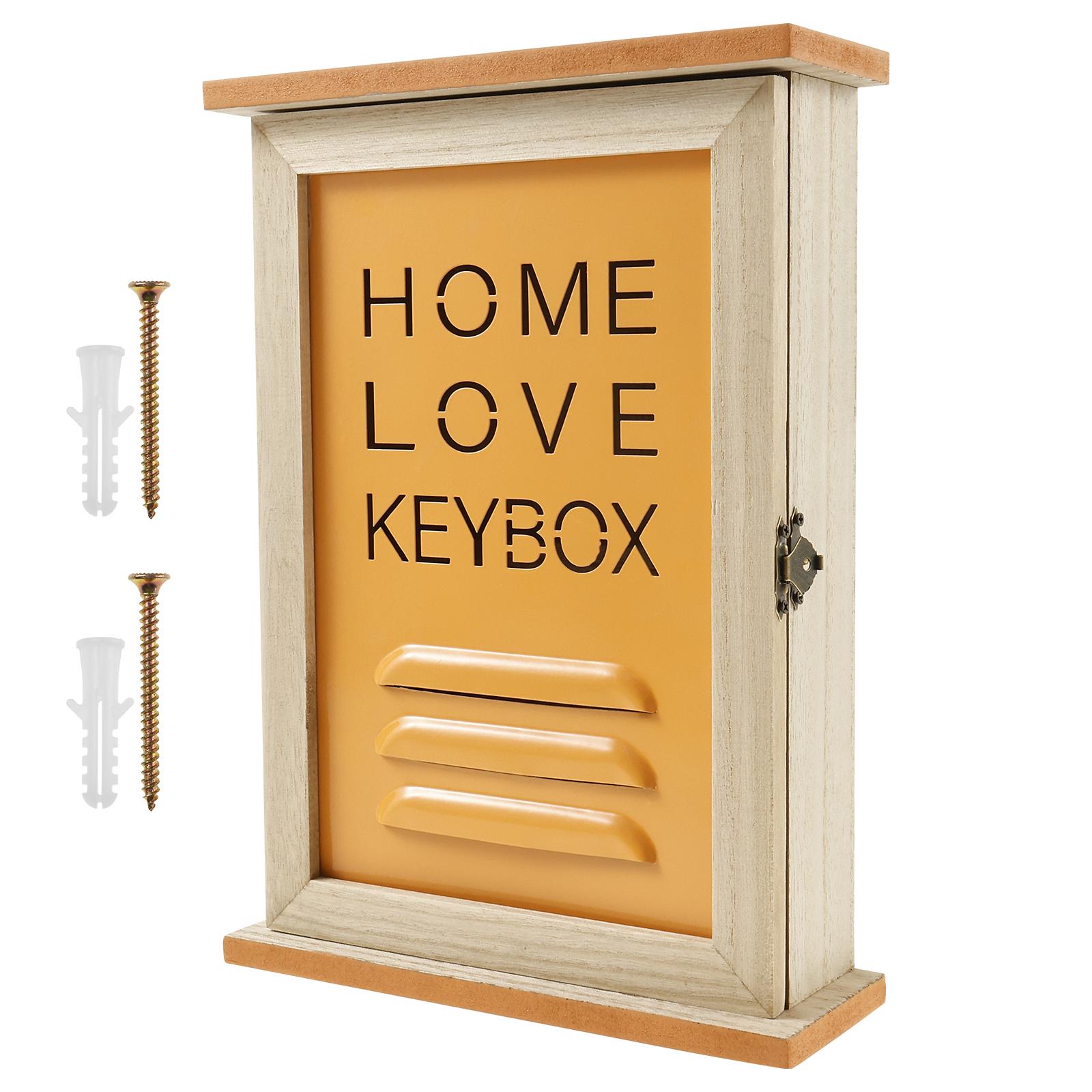 

Деревянный настенный декоративный ящик для хранения ключей с 6 крючками, ретро вешалка для ключей, простая в установке для прихожей, дверного проема оранжевый