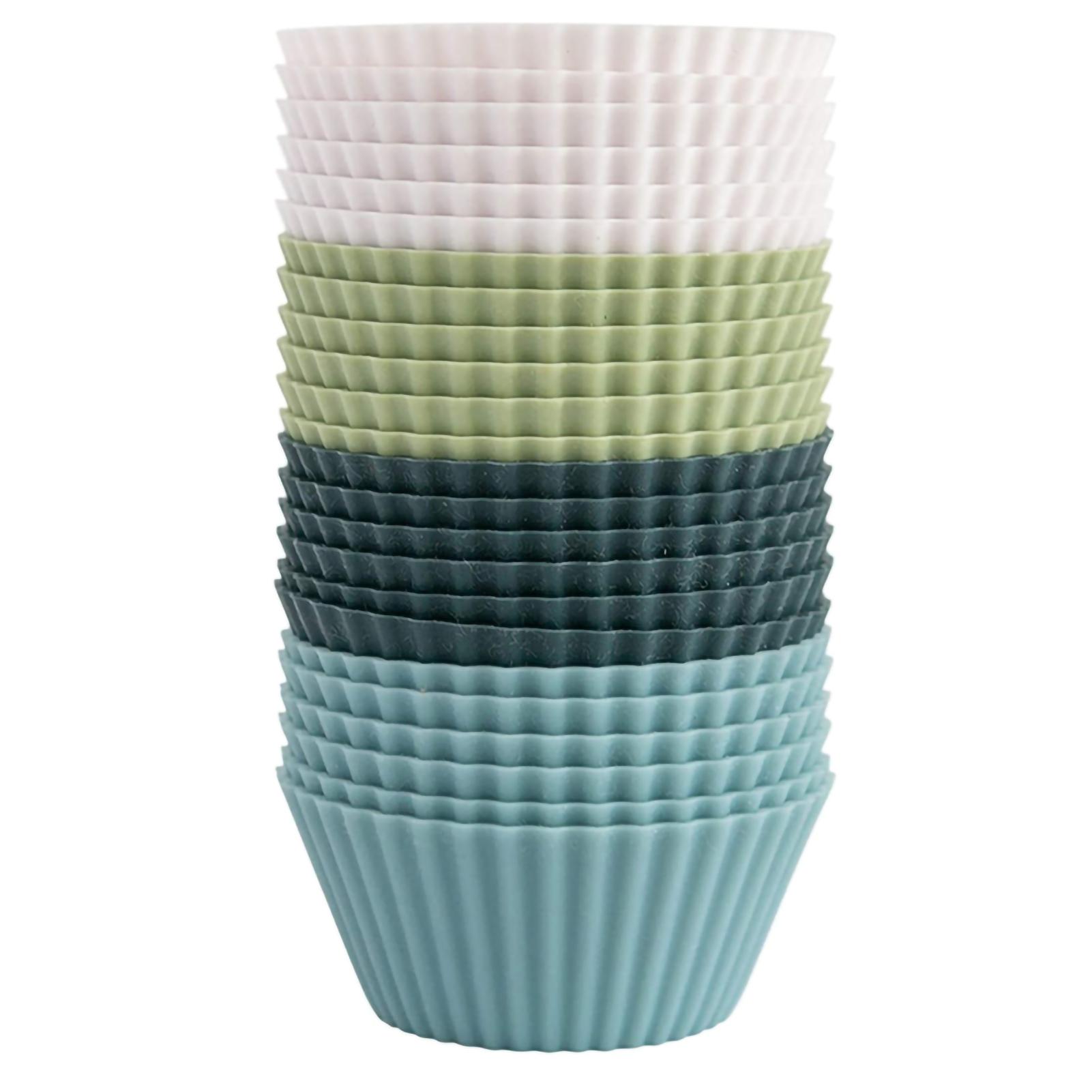 

Muffin Cup Morandi Color Round Egg Tart Steamed Egg Silicone Complementary Food Mold 24Pcs