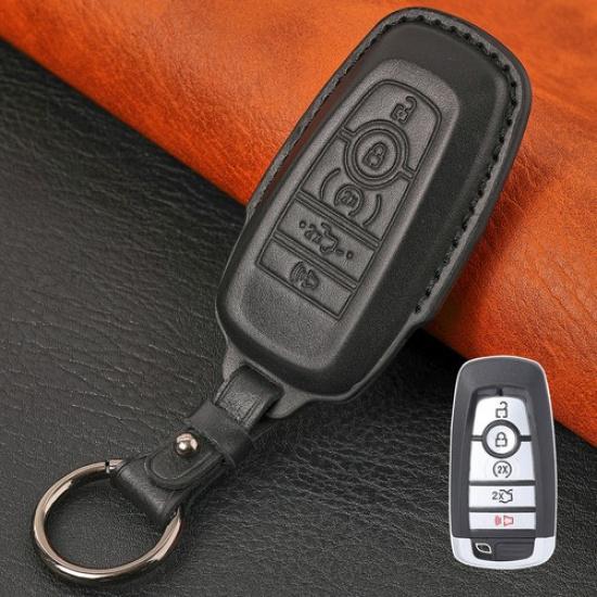 

For Ford Explorer Edge Remote Key Fob Leather Case Cover Holder 5 Buttons