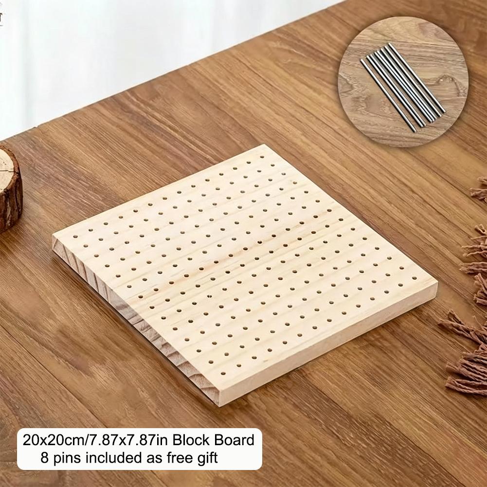 Wiederverwendbare quadratische Holz-Häkel-Blockierplatte Handwerk Strick-Blockiermatte DIY Häkelpuppen-Positionierungs-Garnloch-Platte Haken
