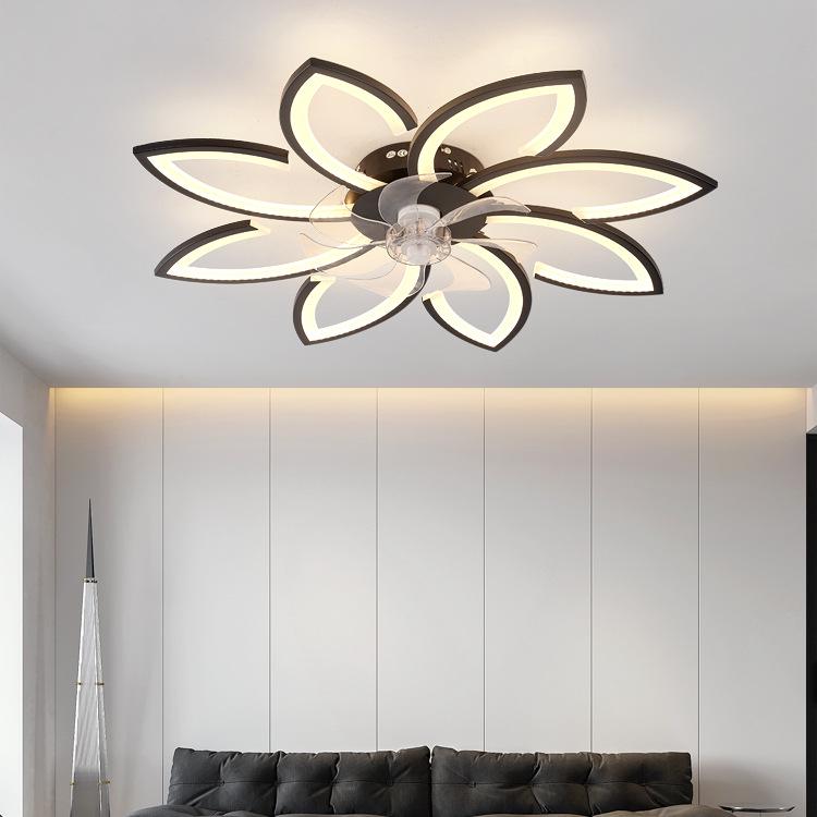 Silent Modern Flush Mount Ceiling Fan Light for Living Room/Bedroom