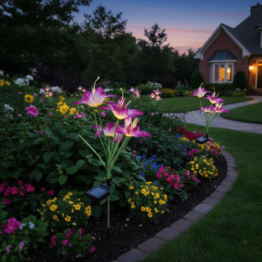 Waterproof Solar Garden Lights Colorful Gradient Decorative Flower Light 7-Color Changing Lights Stakes LED Lights