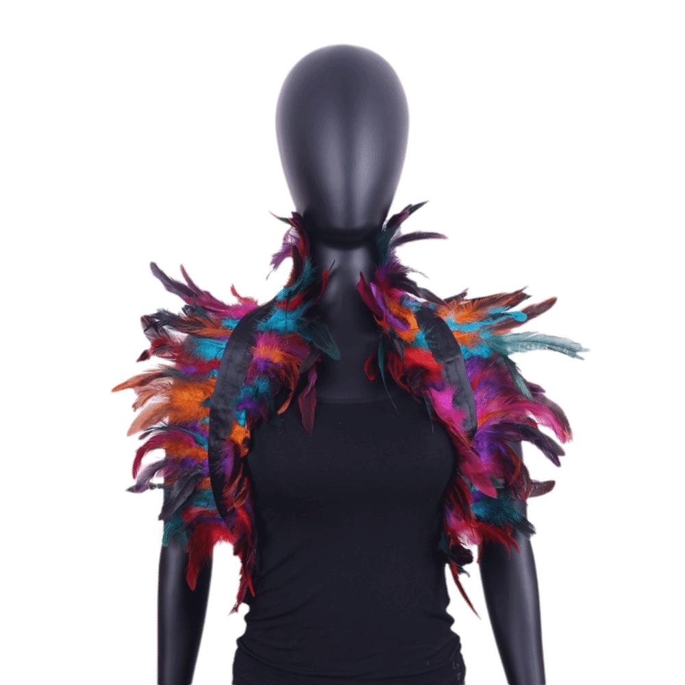 Punk Feather Shawl Luxury Shoulder Fake Collar Adjustable Feather Shrug Shawl  Cosplay Party цветной