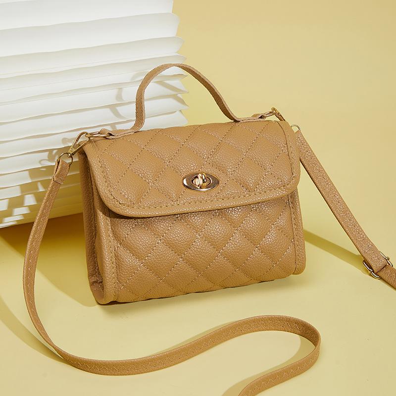 Korean Version of Small Square Bag Women's Bag Mobile Phone Bag Diamond Chain Embroidery Bag