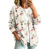 Women's Casual Christmas Print Button Jacket, Outerwear for Holiday Parties and Daily Wear