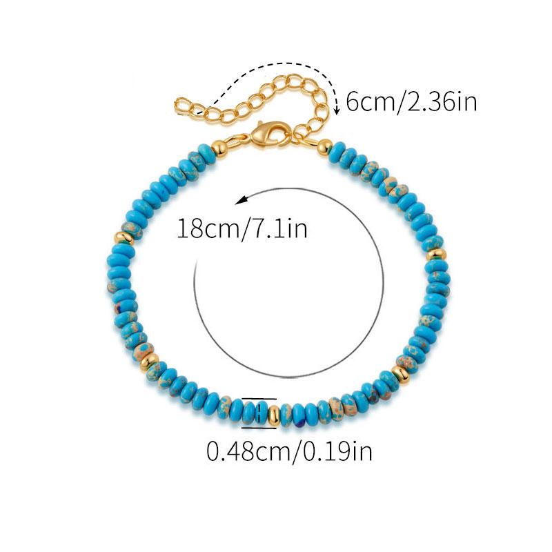 1pc Colorful Natural Stone Beads Chain Handmade Bracelet Bangle Waterproof Bohemia Stainless Steel Trendy Jewelry Gift
