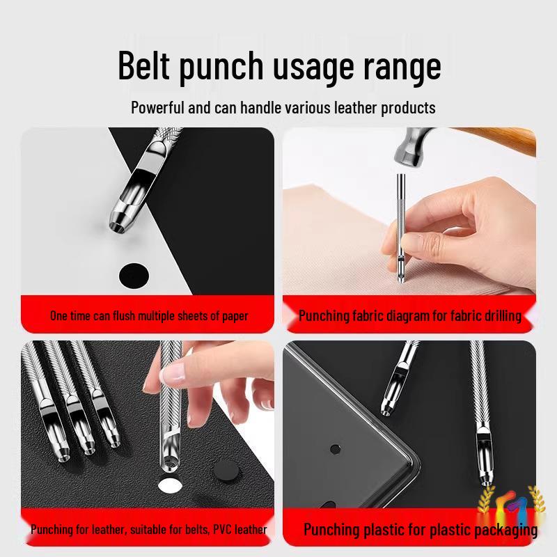 Leather Punch Tool for Belts and Straps - Ideal for Waist Belts, Shoulder Straps, Shoes, Eyelets, and Watch Straps