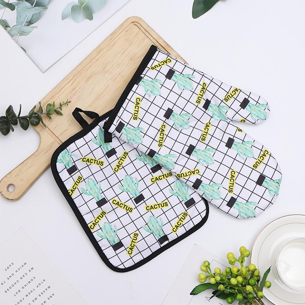 Fashion Pattern Kitchen High Temperature Resistanct Insulation Pad Microwave Oven Baking Gloves