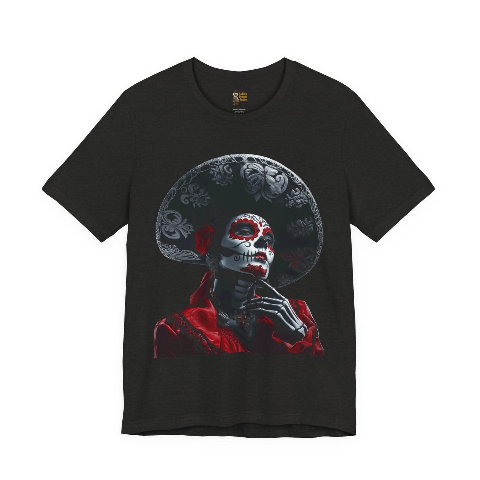 Футболка La Catrina, Футболка Dia de los muertos, Футболка с сахарным черепом, Мексиканская футболка S разноцветный